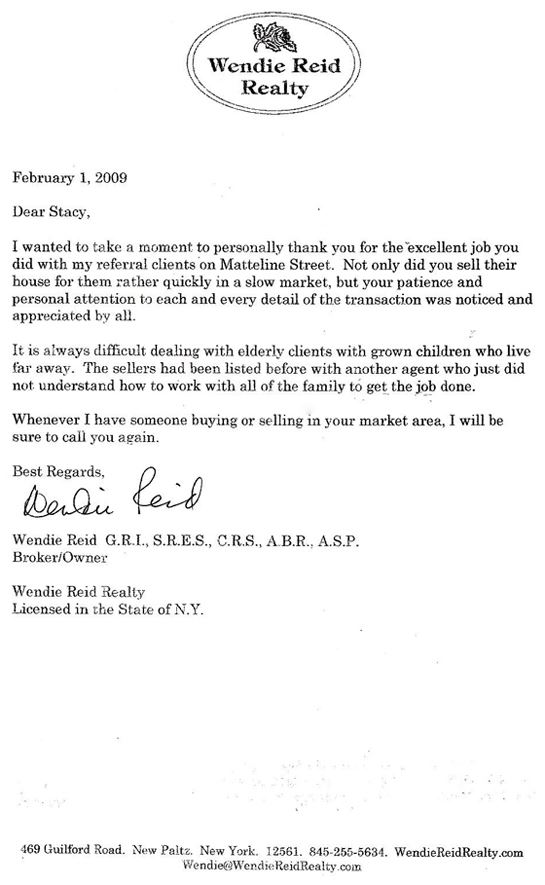 Wendie Reid testimonial letter