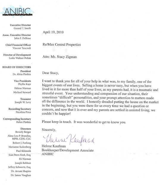 Helene Kaufman testimonial letter